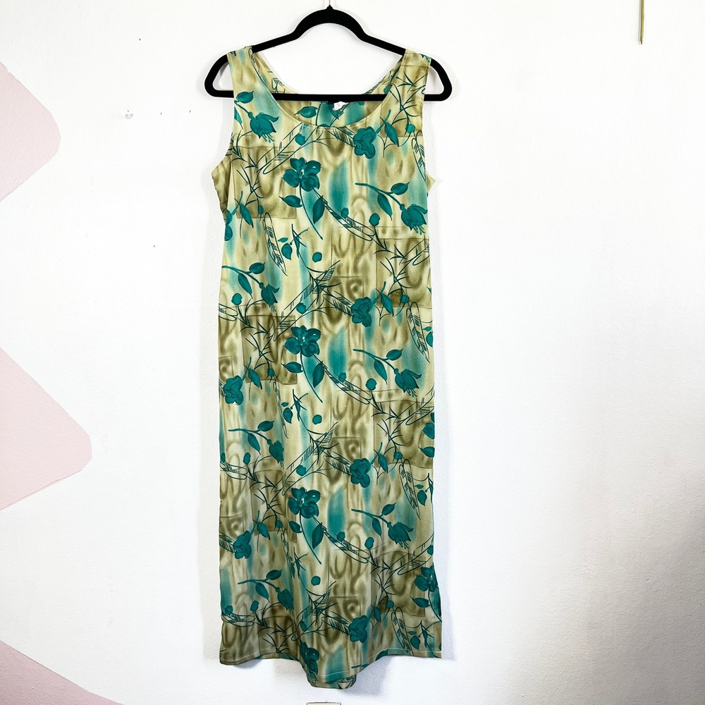 Vintage Floral Maxi Dress Sz Large 1990s Cottage Boho